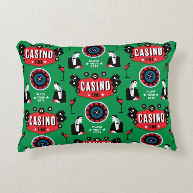 Casino Gambling Poker Roulette  Decorative Cushion (Front)