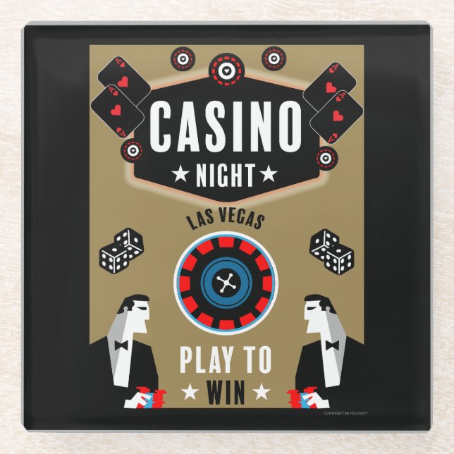 Casino Gambling Poker Roulette  Glass Coaster (Front)