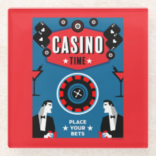 Casino Gambling Poker Roulette  Glass Coaster