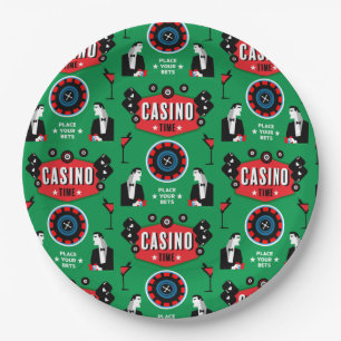 Casino Gambling Poker Roulette  Paper Plate