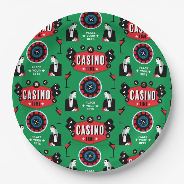 Casino Gambling Poker Roulette  Paper Plate (Front)