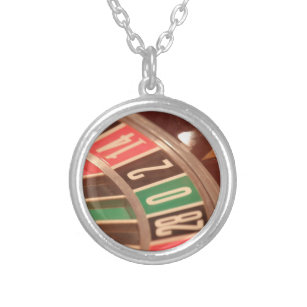 Casino Gambling Roulette Wheel Vintage Retro Style Silver Plated Necklace
