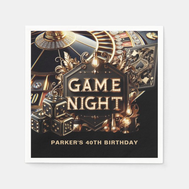 Casino Game Night Custom Napkin (Front)