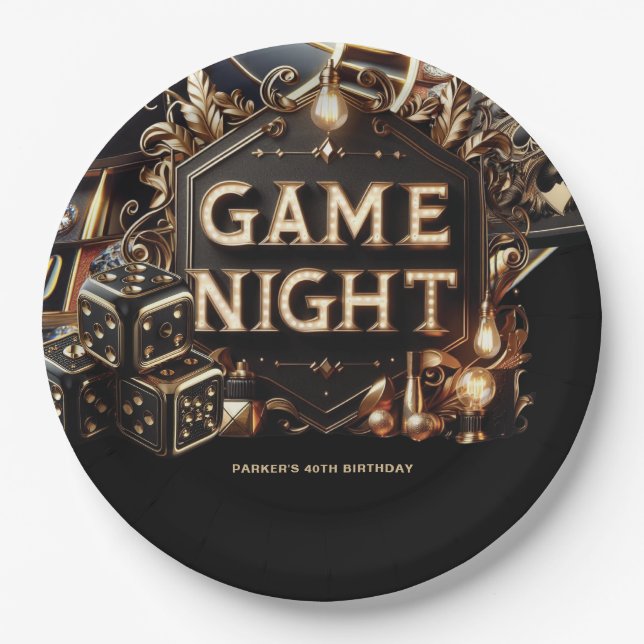 Casino Game Night Custom Paper Plate (Front)