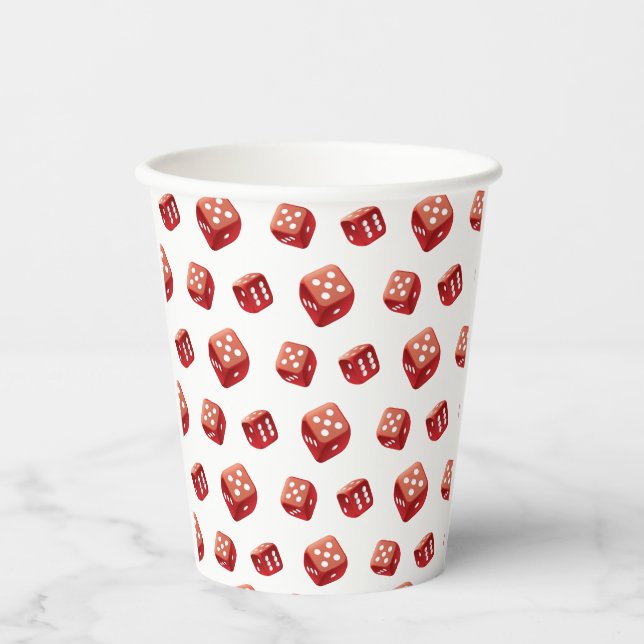 Casino Game Night Red Dice Paper Cups (Front)