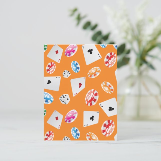 Casino, Games accessories pattern 3 Holiday Postcard (Standing Front)