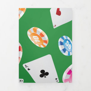 Casino, Games accessories pattern 4 Tri-Fold Holiday Card