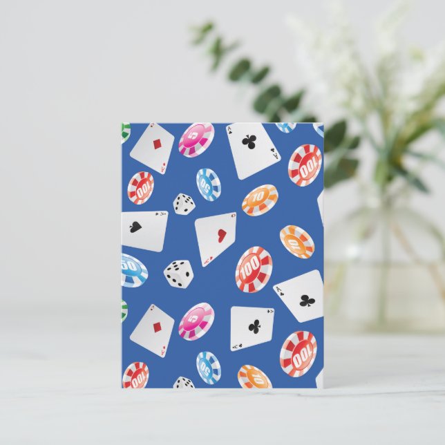Casino, Games accessories pattern 6 Holiday Postcard (Standing Front)