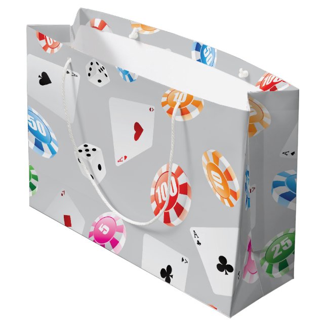 Casino, Games accessories pattern 8 Large Gift Bag (Back Angled)