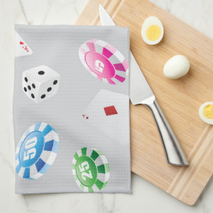 Casino, Games accessories pattern 8 Tea Towel