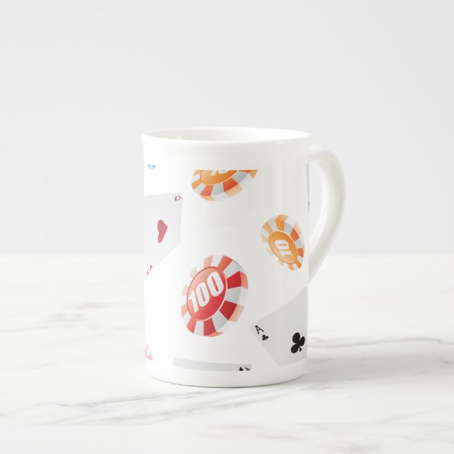 Casino, Games accessories pattern Bone China Mug (Front Right)