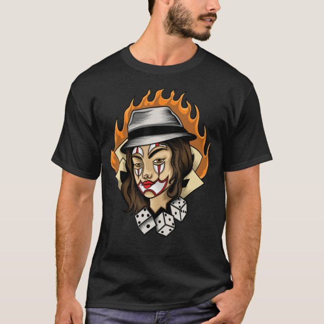 Casino Gaming Clown and Casino Graphic Tee (Front)