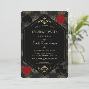 Casino Gold Black Gatsby 20s Bachelor Party Invitation