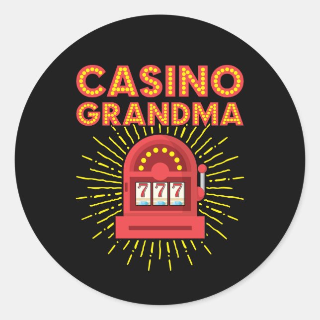 Casino Grandma Gambling Granny Classic Round Sticker (Front)