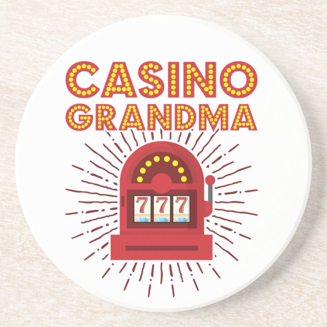 Casino Grandma Slot Machine Gambling Grandmother Coaster (Front)