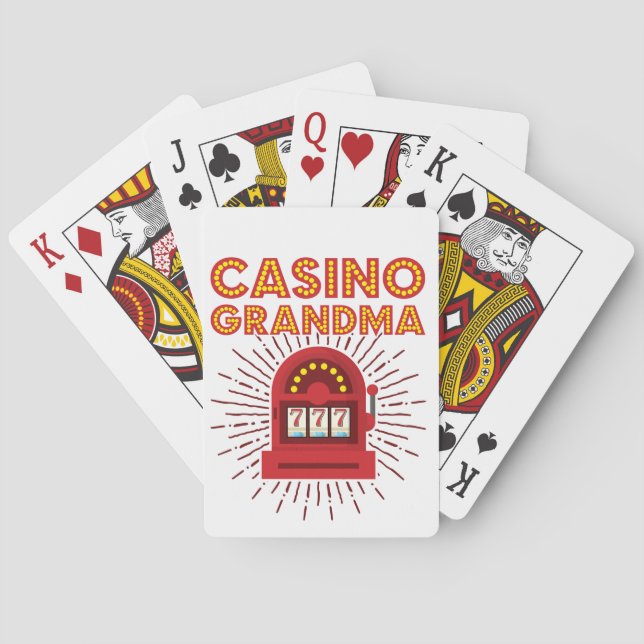 Casino Grandma Slot Machine Gambling Grandmother Playing Cards (Back)