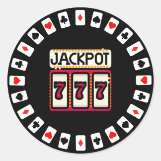 Casino Hit the Jackpot 777 Classic Round Sticker