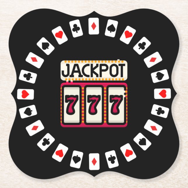 Casino Hit the Jackpot 777 Paper Coaster (Front)