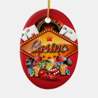 Casino illustration with gambling elements ceramic tree decoration