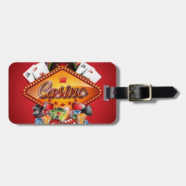 Casino illustration with gambling elements luggage tag (Front Horizontal)