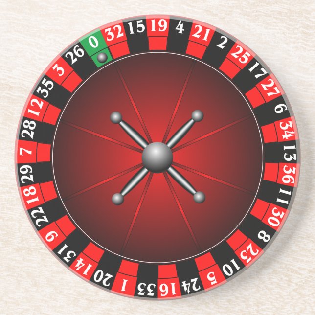 Casino illustration with roulette wheel coaster (Front)