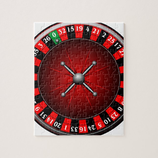 Casino illustration with roulette wheel jigsaw puzzle (Vertical)
