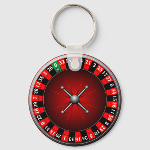 Casino illustration with roulette wheel key ring