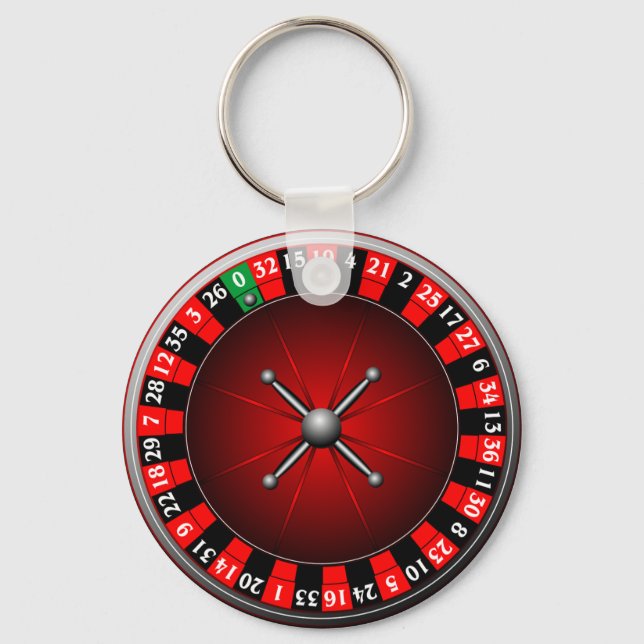 Casino illustration with roulette wheel key ring (Front)