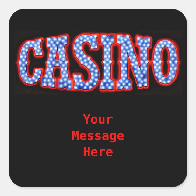 Casino in Red White & Blue Square Sticker (Front)