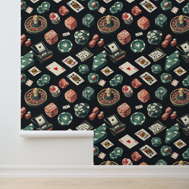 Casino Interior Poker Cards Gambling Dice Roulette Wallpaper (Application)