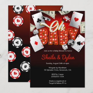 Casino Invitation, Casino Theme Baby Shower, Poker Invitation