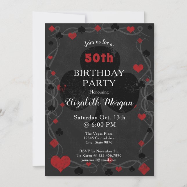 Casino/Las Vegas 50th Birthday Party Invitation (Front)
