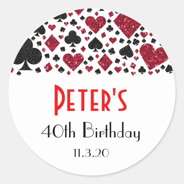 Casino Las Vegas Birthday Party Favour Labels (Front)