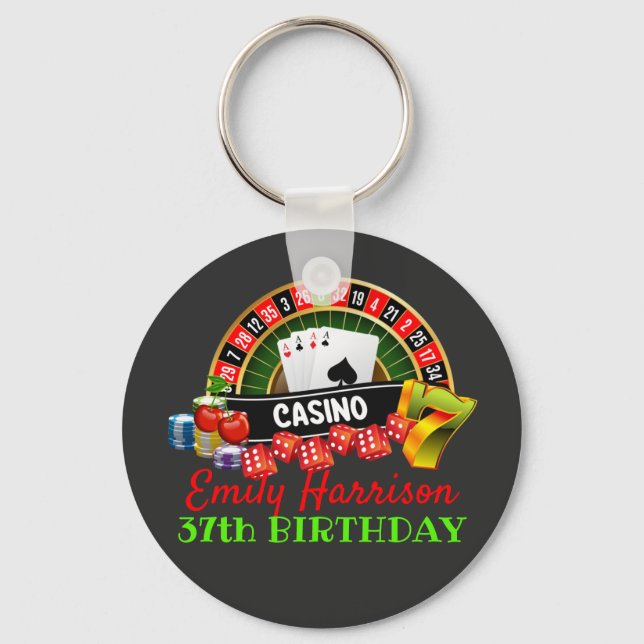 Casino Las Vegas Birthday Party Theme Key Ring (Front)