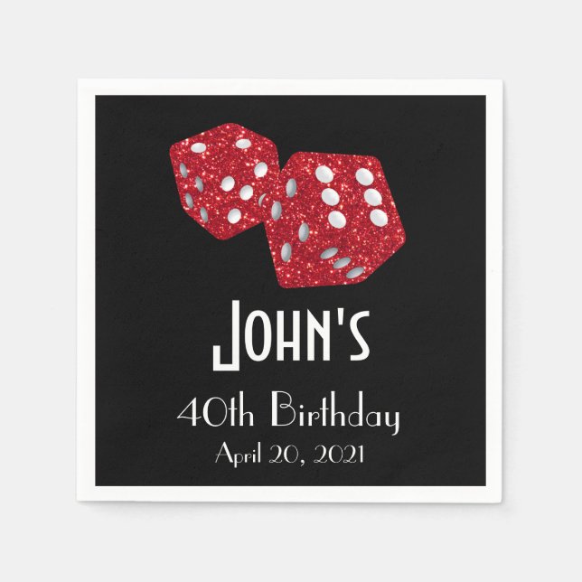 Casino Las Vegas Birthday Personalised Napkin (Front)
