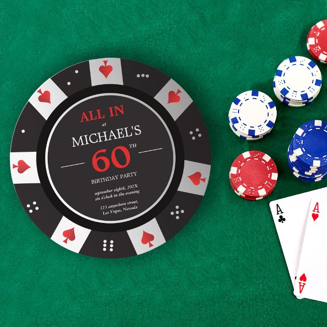 Casino Las Vegas Poker Chip 60th Birthday Invitation (Creator Uploaded)