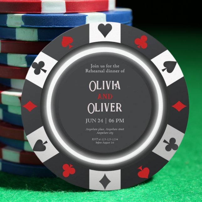 Casino Las Vegas Poker Chip rehearsal dinner Invitation (Creator Uploaded)