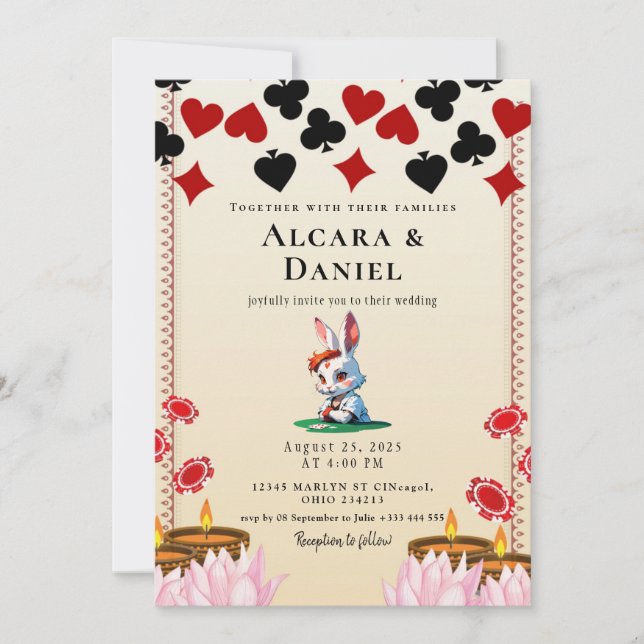 Casino Las Vegas Poker wedding Invitation (Front)