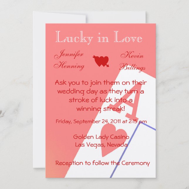Casino Las Vegas Wedding invitation announcement (Front)