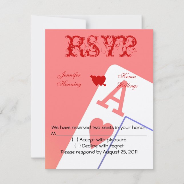 Casino Las Vegas Wedding RSVP card (Front)