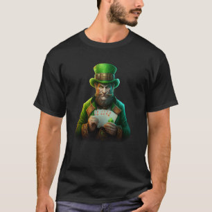 Casino Leprechauns holding poker Card St patricks T-Shirt