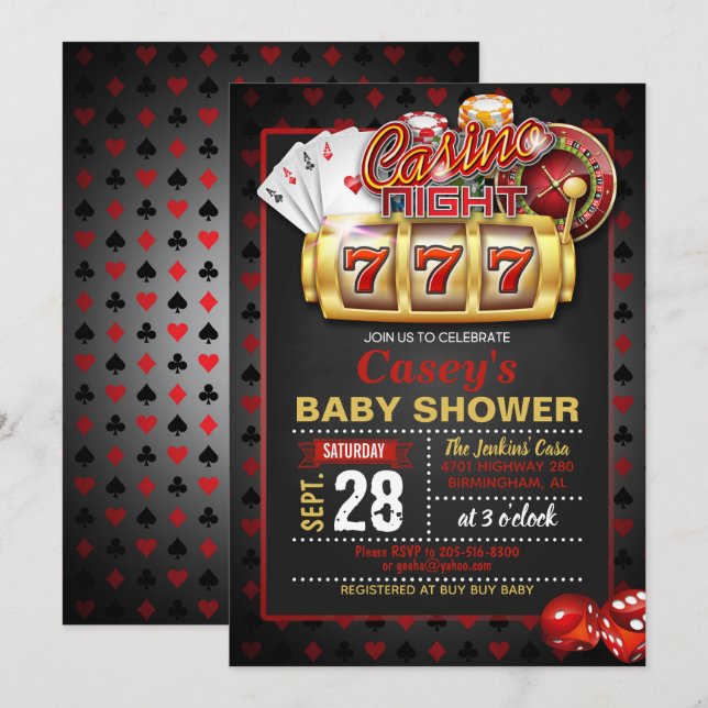 Casino Night Baby Shower Invitation (Front/Back)