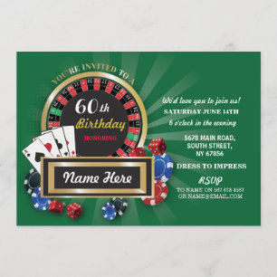 Casino Night Birthday Las Vegas Roulette Invite