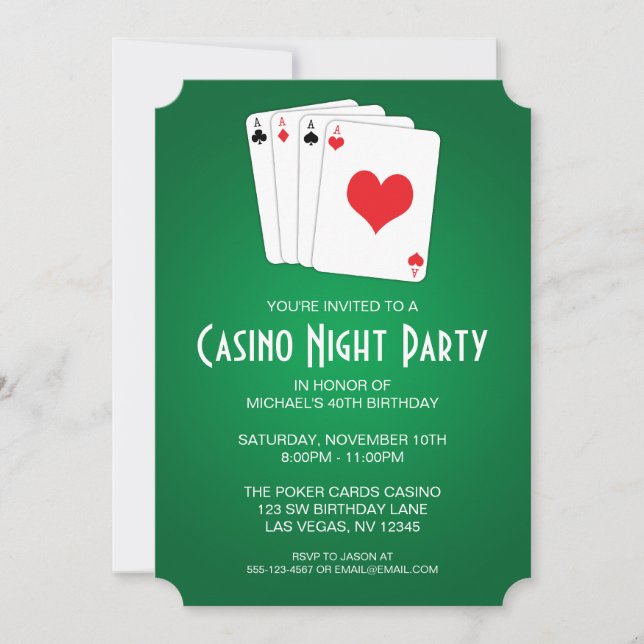 Casino Night Birthday Party Invitation (Front)