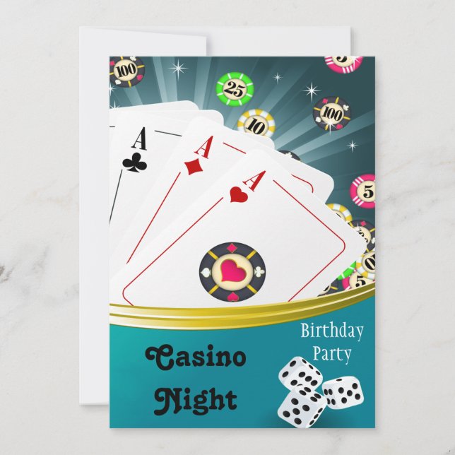 Casino Night Birthday Party Invitations (Front)
