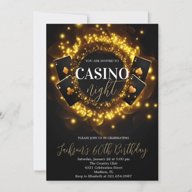 Casino Night Birthday Poker Birthday Party Invitation (Front)
