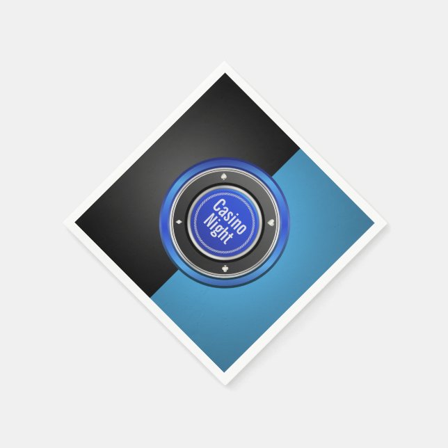 Casino Night Black and Blue Poker Chip Napkin (Corner)