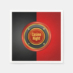 Casino Night Black and Red Poker Chip Napkin