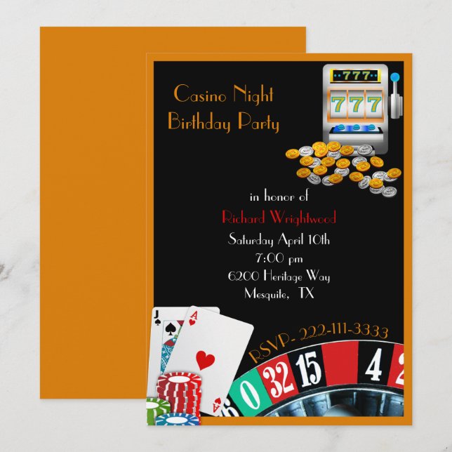 Casino Night Colourful Party Invitation (Front/Back)