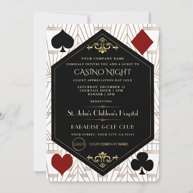 Casino Night Company Client Appreciation Charity Invitation (Front)